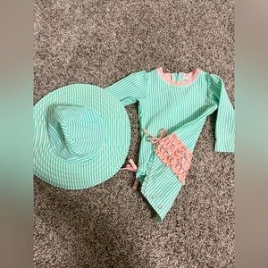 Ruffle butts swim suit w/ matching swim hat